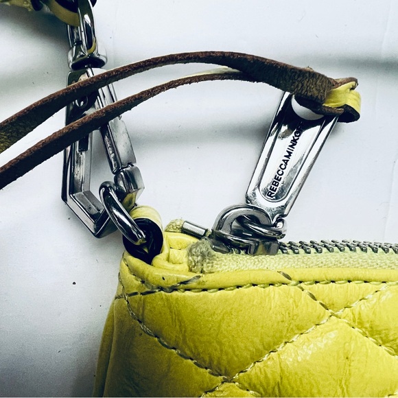 Rebecca Minkoff Love Kerry Quilted Leather Crossbody Bag Bright Yellow Casual - Picture 8 of 13